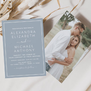 Prospectus 11,4 Cm X 14,2 Cm Budget Dusty Blue Mariage avec invitation photo Fl