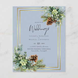 Prospectus 11,4 Cm X 14,2 Cm BUDGET Dusty Blue Mariage Eucalyptus Vert