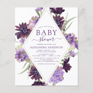 Prospectus 11,4 Cm X 14,2 Cm Budget Dusty Purple Floral Baby shower de verdure