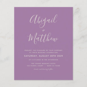 Prospectus 11,4 Cm X 14,2 Cm Budget Dusty Purple Simple Faire-part de mariage F