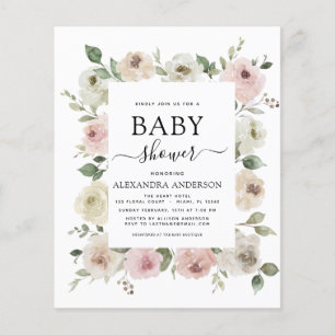 Prospectus 11,4 Cm X 14,2 Cm Budget Dusty Rose Baby shower rose Floral verdure
