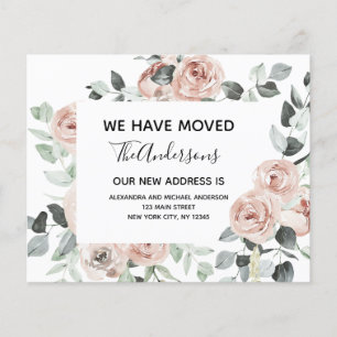 Prospectus 11,4 Cm X 14,2 Cm Budget Dusty Rose Floral Moving Faire-part