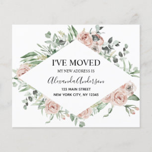 Prospectus 11,4 Cm X 14,2 Cm Budget Dusty Rose Floral Moving Faire-part