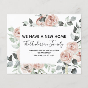 Prospectus 11,4 Cm X 14,2 Cm Budget Dusty Rose Floral Moving Faire-part