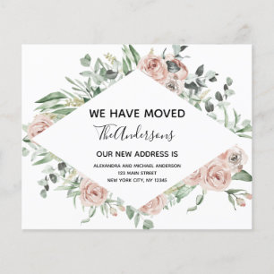 Prospectus 11,4 Cm X 14,2 Cm Budget Dusty Rose Floral Moving Faire-part