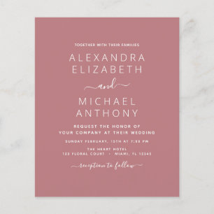 Prospectus 11,4 Cm X 14,2 Cm Budget Dusty Rose Mariage avec invitation photo