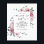 Prospectus 11,4 Cm X 14,2 Cm Budget Dusty Rose rose Sweet sixteen Anniversaire<br><div class="desc">Budget Dusty Rose Rose Floral Roses et Eucalyptus Botanical Greenery Aquarelle Printemps ou Sweet sixteen d'été Invitations de fête d'anniversaire - comprend belle et élégante typographie script avec des fleurs tropicales modernes et la verdure pour la fête douce 16 spéciale.</div>