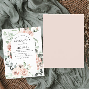 Prospectus 11,4 Cm X 14,2 Cm Budget Dusty rose verdure Invitations de mariage