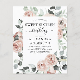 Prospectus 11,4 Cm X 14,2 Cm Budget Dusty Sweet sixteen rose fête d'anniversair