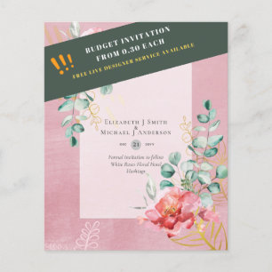 Prospectus 11,4 Cm X 14,2 Cm BUDGET ÉCONOMISER LES DATES - Roses Blanches Flora