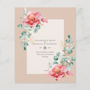 Prospectus 11,4 Cm X 14,2 Cm BUDGET ÉCONOMISER LES DATES - Roses Blanches Flora