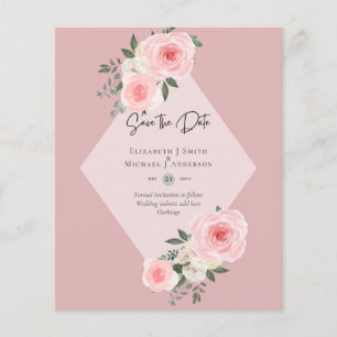 Prospectus 11,4 Cm X 14,2 Cm BUDGET ÉCONOMISER LES DATES - Roses blanches roses