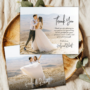 Prospectus 11,4 Cm X 14,2 Cm Budget Élégant calligraphie Photo Mariage Merci