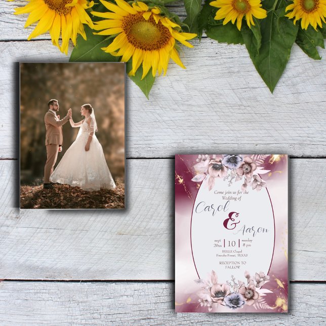 Prospectus 11,4 Cm X 14,2 Cm budget élégant mariage botanique classe (Créateur téléchargé)