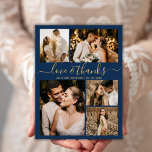 Prospectus 11,4 Cm X 14,2 Cm Budget Élégant Script Photo Mariage Flye Merci<br><div class="desc">Budget Elegant Gold et Marine Mariage 5 Photo Collage Merci personnalisé abordable petit budget flyer. Mariage moderne merci modèle avec cinq (5) photos sur le devant et une (1) photo sur le dos. Sur le devant du papier "Amour et merci" script de typographie dans une tourbillonnant main lettré type de...</div>