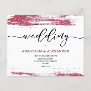 Prospectus 11,4 Cm X 14,2 Cm BUDGET / Elégante invitation de mariage. Flyer
