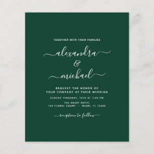 Prospectus 11,4 Cm X 14,2 Cm Budget Emerald Green Mariage Typographie moderne
