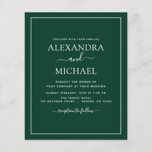Prospectus 11,4 Cm X 14,2 Cm Budget Emerald Green Mariage Typographie moderne V