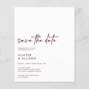 Prospectus 11,4 Cm X 14,2 Cm BUDGET Enregistrer La Date Invitation Circulaire