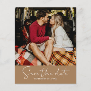 Prospectus 11,4 Cm X 14,2 Cm Budget Enregistrer la date Script Gold Caramel