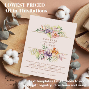 Prospectus 11,4 Cm X 14,2 Cm BUDGET Été Mariage floral Inviter QR Code RSVP F