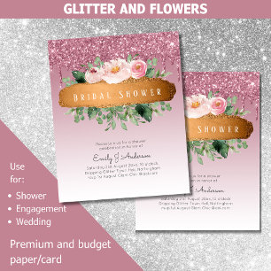 Prospectus 11,4 Cm X 14,2 Cm BUDGET Étincelle Parties scintillant Floral Girly 