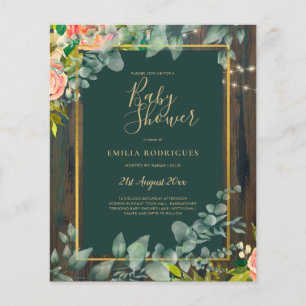 Prospectus 11,4 Cm X 14,2 Cm BUDGET Eucalyptus BABY SHOWER FLORAL Russe