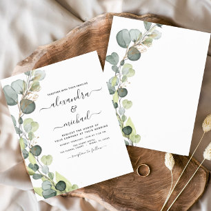 Prospectus 11,4 Cm X 14,2 Cm Budget Eucalyptus Élégant Mariage Invitation