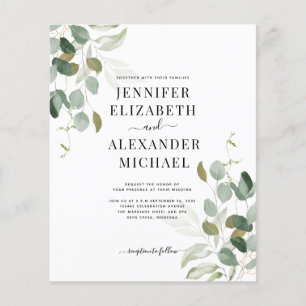 Prospectus 11,4 Cm X 14,2 Cm Budget Eucalyptus Faire-part de mariage de verdure