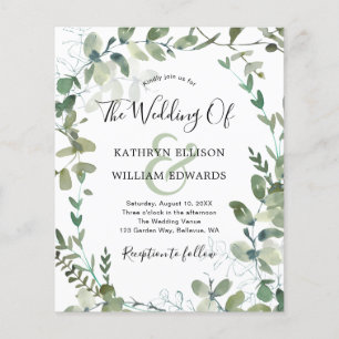 Prospectus 11,4 Cm X 14,2 Cm Budget Eucalyptus Faire-part de mariage de verdure