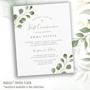 Prospectus 11,4 Cm X 14,2 Cm Budget eucalyptus First Holy Communion Invitation