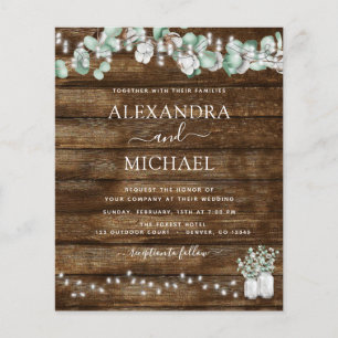 Prospectus 11,4 Cm X 14,2 Cm Budget Eucalyptus Rustic Wedding Invitations