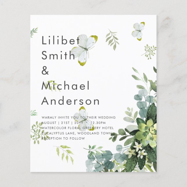 Prospectus 11,4 Cm X 14,2 Cm BUDGET Eucalyptus Verdure Feuilles Émeraude Mariag (Devant)