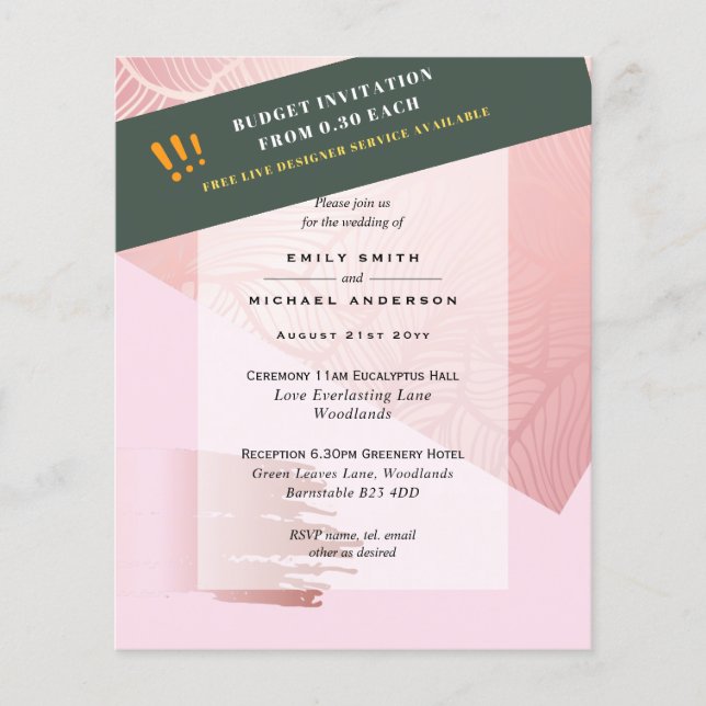Prospectus 11,4 Cm X 14,2 Cm BUDGET EUCALYPTUS Verdure Feuilles Mariage INVITES (Devant)