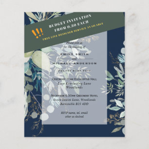 Prospectus 11,4 Cm X 14,2 Cm BUDGET EUCALYPTUS Verdure Feuilles Mariage INVITES