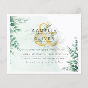 Prospectus 11,4 Cm X 14,2 Cm BUDGET Eucalyptus Verdure Or Mariage QR CODE IN