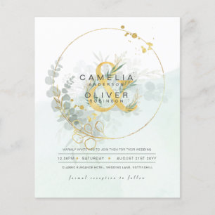 Prospectus 11,4 Cm X 14,2 Cm BUDGET Eucalyptus Verdure Or Mariage QR CODE IN
