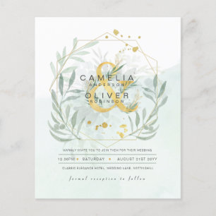 Prospectus 11,4 Cm X 14,2 Cm BUDGET Eucalyptus Verdure Or Mariage QR CODE IN