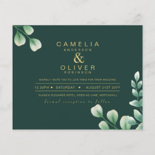 Prospectus 11,4 Cm X 14,2 Cm BUDGET Eucalyptus Verdure Or Mariage QR CODE IN