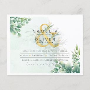 Prospectus 11,4 Cm X 14,2 Cm BUDGET Eucalyptus Verdure Or Mariage QR CODE IN