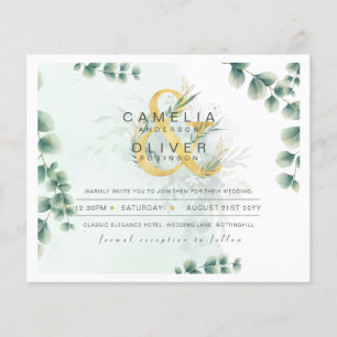 Prospectus 11,4 Cm X 14,2 Cm BUDGET Eucalyptus Verdure Or Mariage QR CODE IN