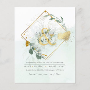 Prospectus 11,4 Cm X 14,2 Cm BUDGET Eucalyptus Verdure Or Mariage QR CODE IN