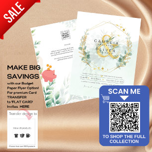 Prospectus 11,4 Cm X 14,2 Cm BUDGET Eucalyptus Verdure Or Mariage QR CODE IN