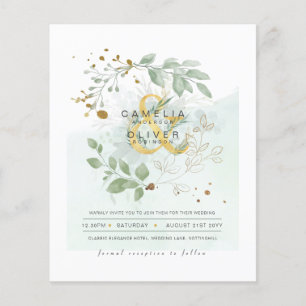 Prospectus 11,4 Cm X 14,2 Cm BUDGET Eucalyptus Verdure Or Mariage QR CODE IN