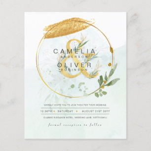 Prospectus 11,4 Cm X 14,2 Cm BUDGET Eucalyptus Verdure Or Mariage QR CODE IN