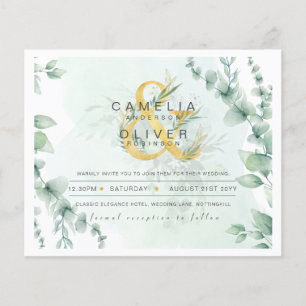 Prospectus 11,4 Cm X 14,2 Cm BUDGET Eucalyptus Verdure Or Mariage QR CODE IN