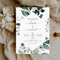 Budget Eucalyptus Vert Mariage Invitations Voler