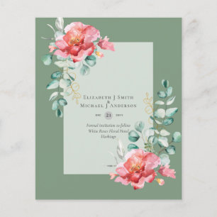 Prospectus 11,4 Cm X 14,2 Cm BUDGET ÉVÉNEMENT À NOTER - Fleurs de Roses Blanche