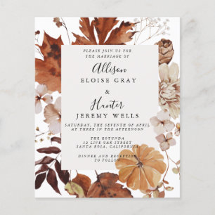 Prospectus 11,4 Cm X 14,2 Cm Budget - Faire-part de mariage Automne