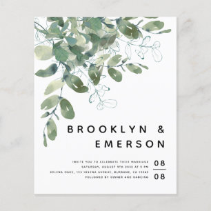 Prospectus 11,4 Cm X 14,2 Cm Budget Faire-part de mariage Eucalyptus
